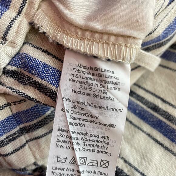 J Crew Cotton Linen Blue striped Tie front shorts Classic Coastal womens 4 new - Picture 9 of 10